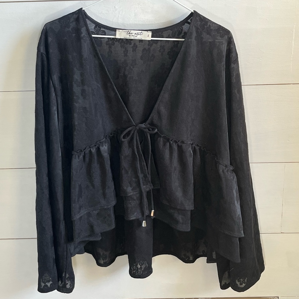 Three Bird Nest Black Layered Blouse